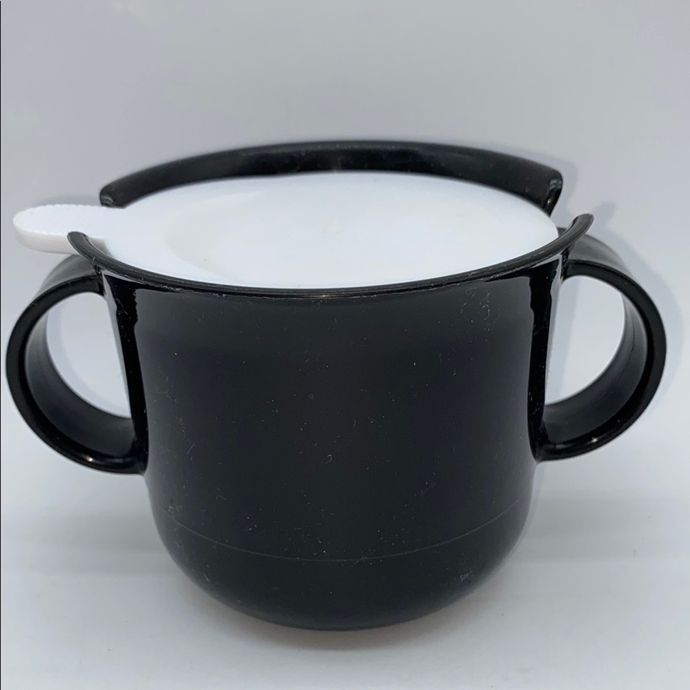 Vintage Tupperware Covered Black Sugar Bowl with White Push Lid 2310A-4